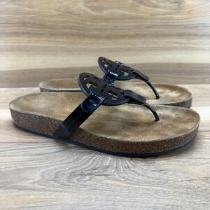 Tory Burch Miller Cloud Black Patent Leather 7 M Flip Flops
